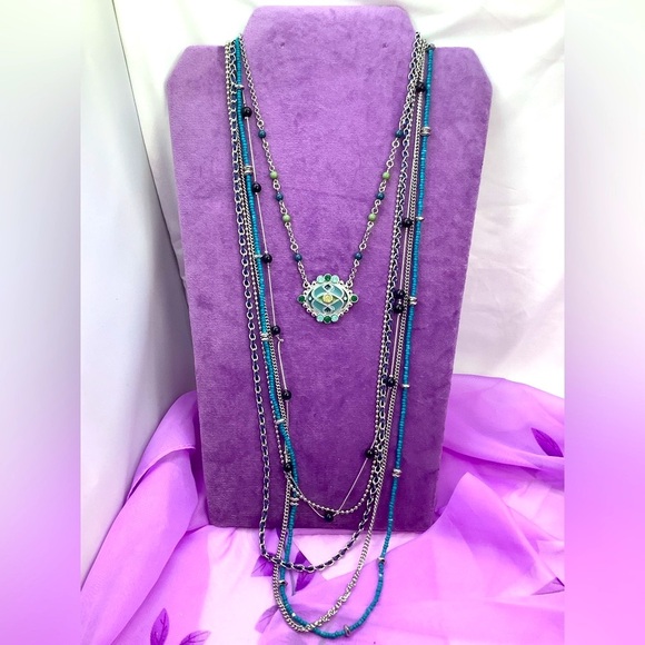 - Lia Sophia Teals and Blues Pendant and Convertible Necklaces - Picture 3 of 5